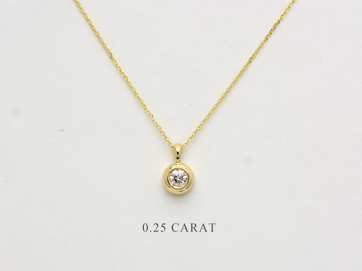 Bezel set diamond necklace 0.25 carat natural diamond