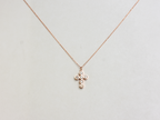 14k Gold Diamond Bezel Cross Necklace 0.30 ct