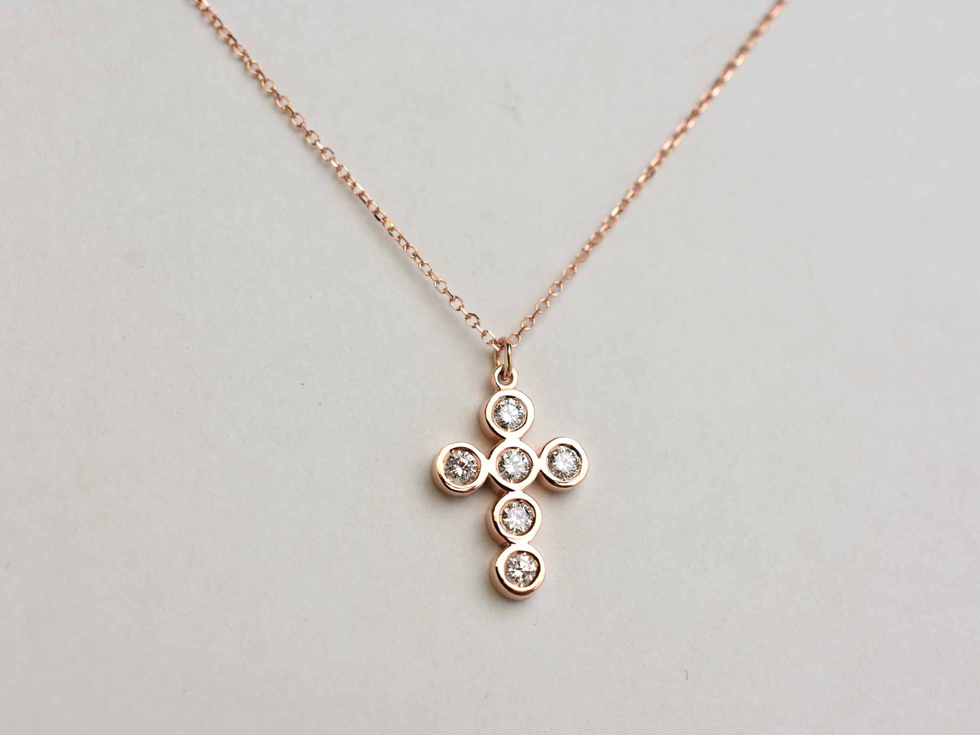 14k bezel set diamond cross for ladies - 14k yellow gold cross - 14 k white gold cross - 14 k rose gold cross - layering cross necklace - statement diamond cross - baptism cross -