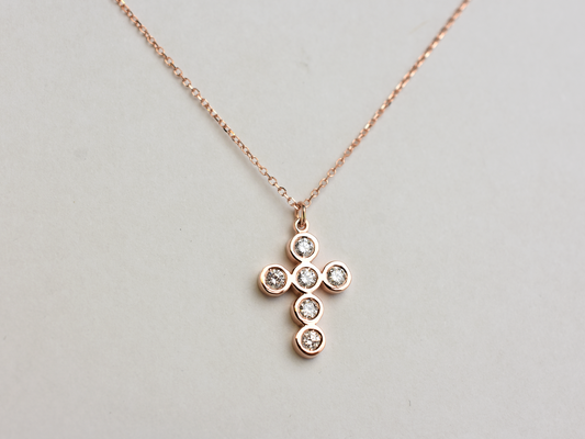 14k bezel set diamond cross for ladies - 14k yellow gold cross - 14 k white gold cross - 14 k rose gold cross - layering cross necklace - statement diamond cross - baptism cross -