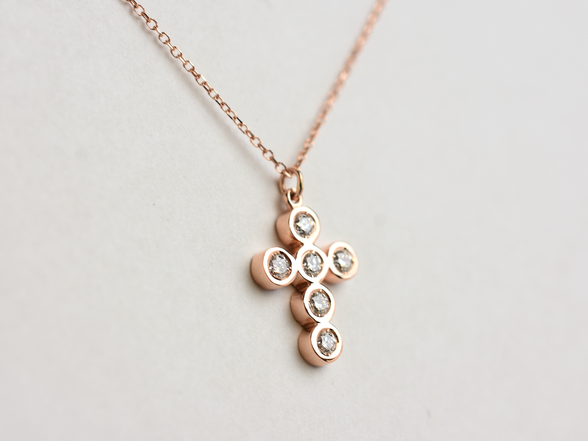 14k bezel set diamond cross for ladies - 14k yellow gold cross - 14 k white gold cross - 14 k rose gold cross - layering cross necklace - statement diamond cross - baptism cross -