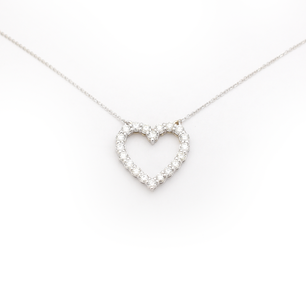 large diamond heart necklace - 1.70 carat natural diamonds