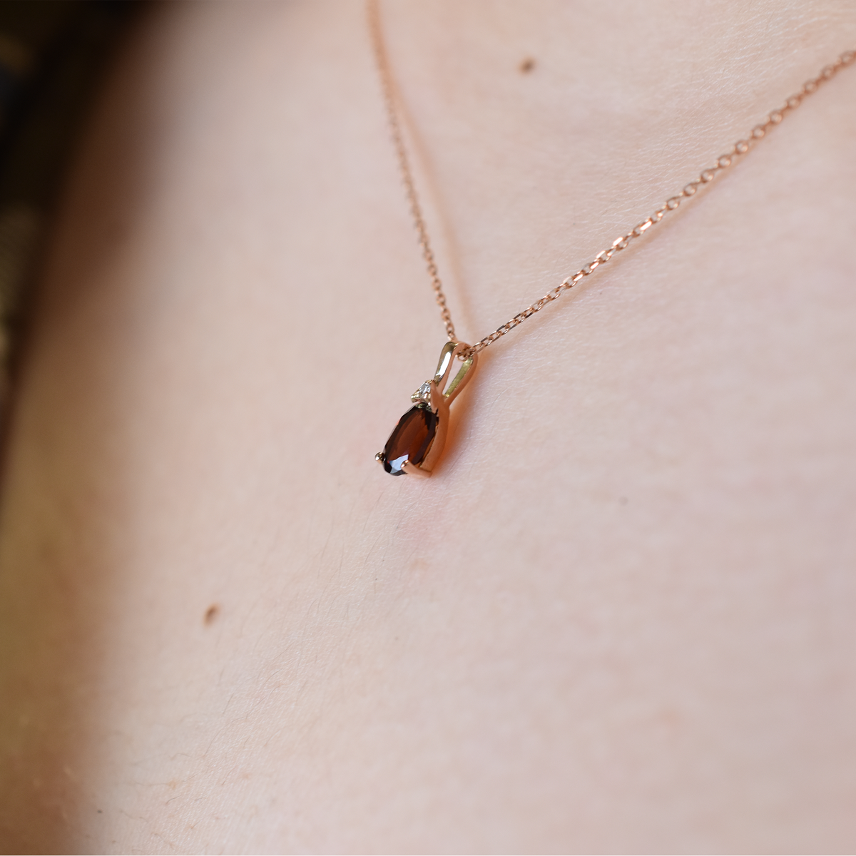 14K Garnet and Diamond Necklace