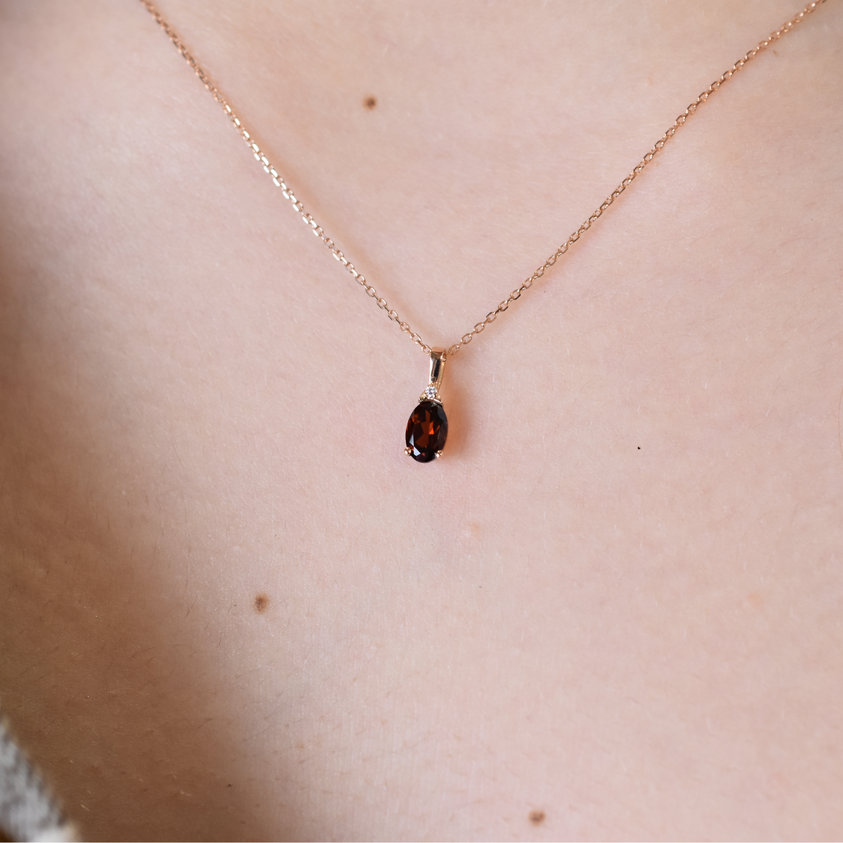 14K Garnet and Diamond Necklace
