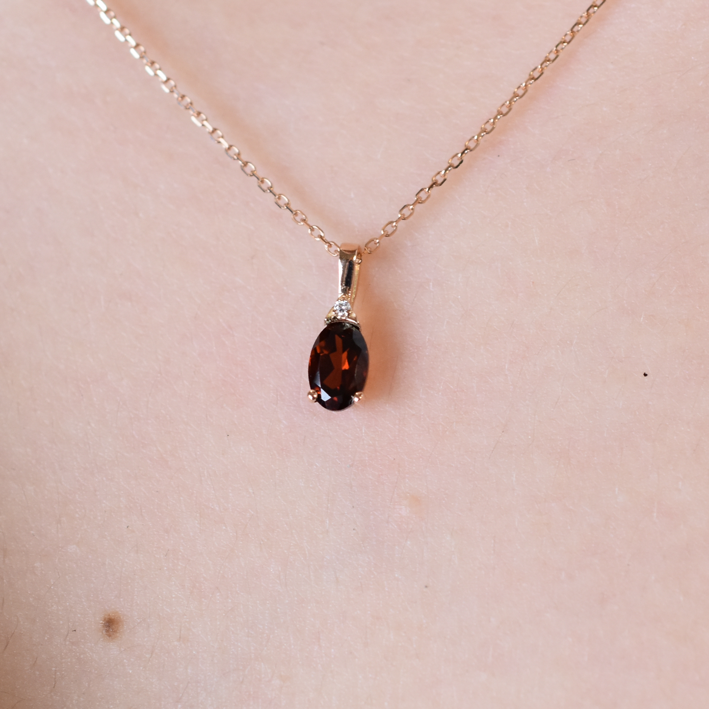14K Garnet and Diamond Necklace