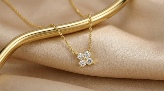 14k Gold Diamond Cluster Necklace