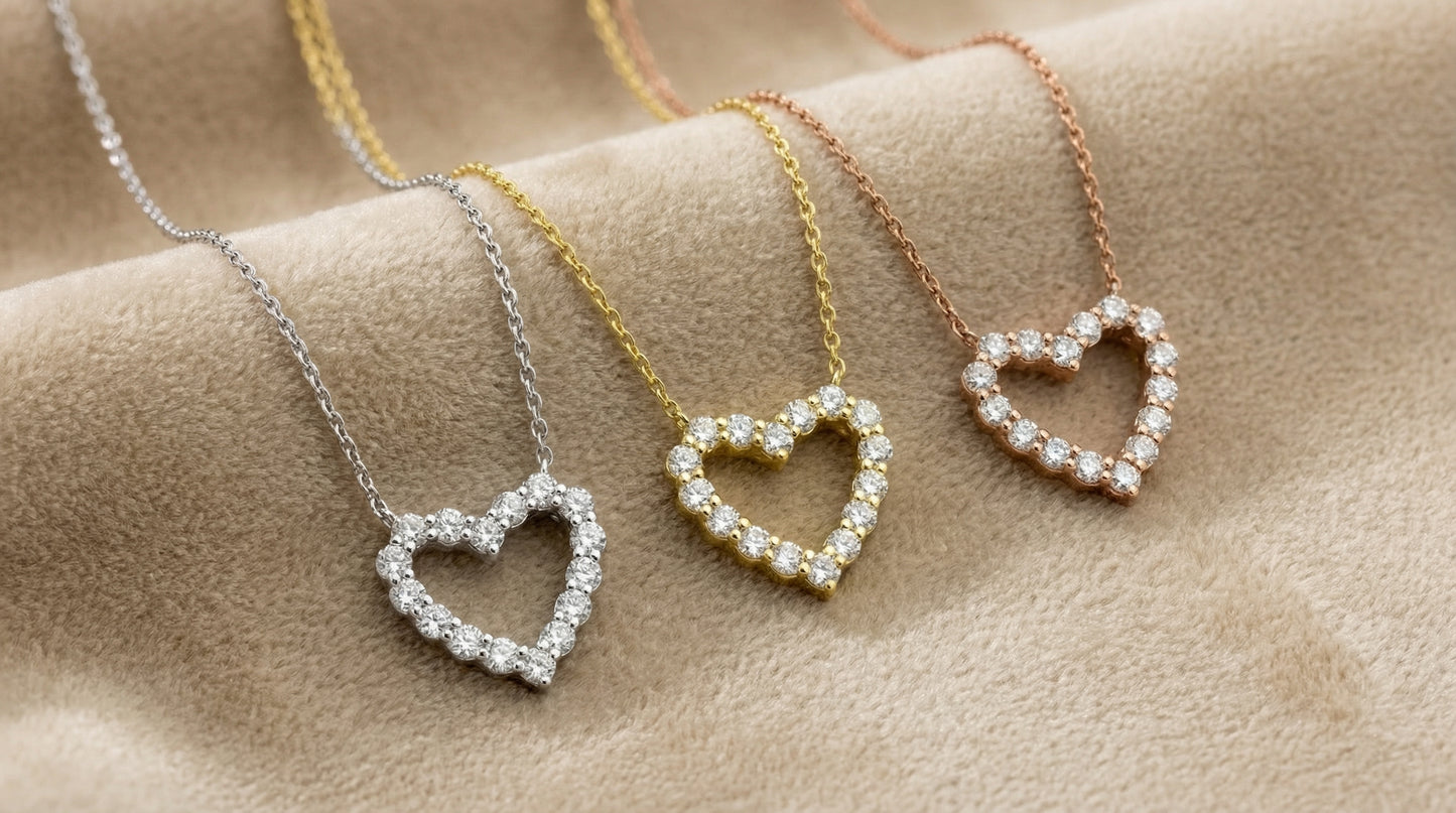 14K Gold Diamond Heart Necklace