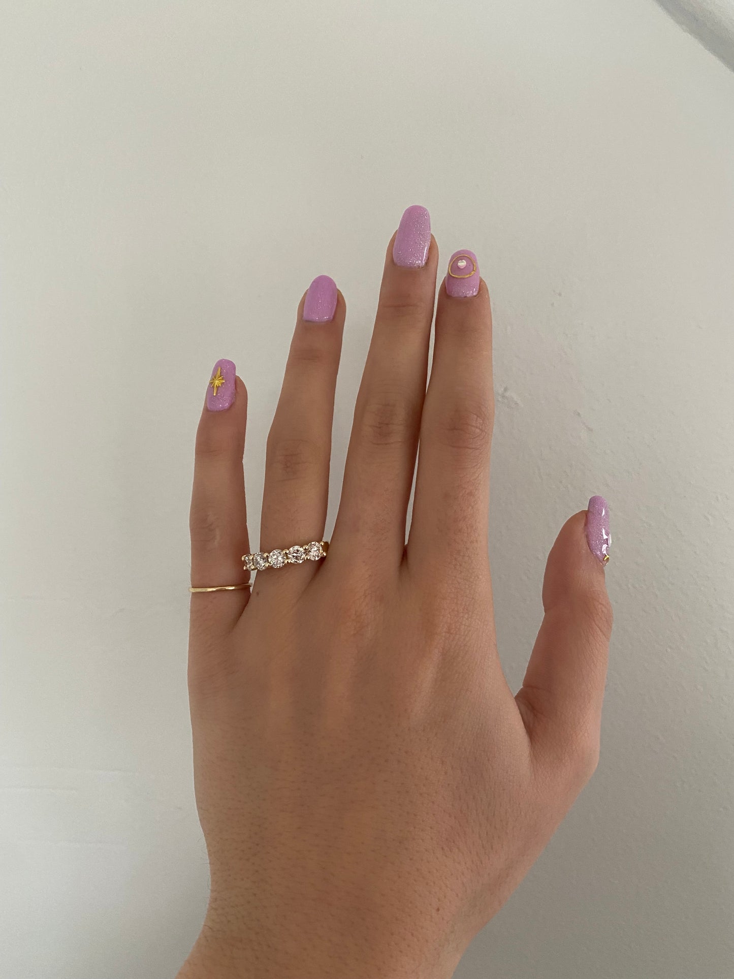 14k 5 Diamond Wedding Band