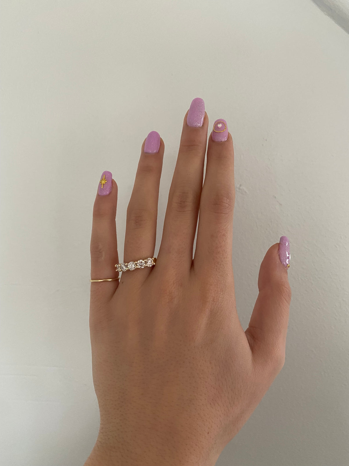 14k 5 Diamond Wedding Band