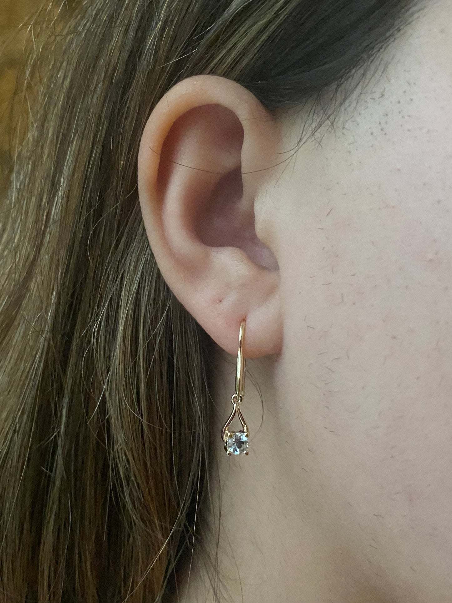 14k Aquamarine Dangly Earrings