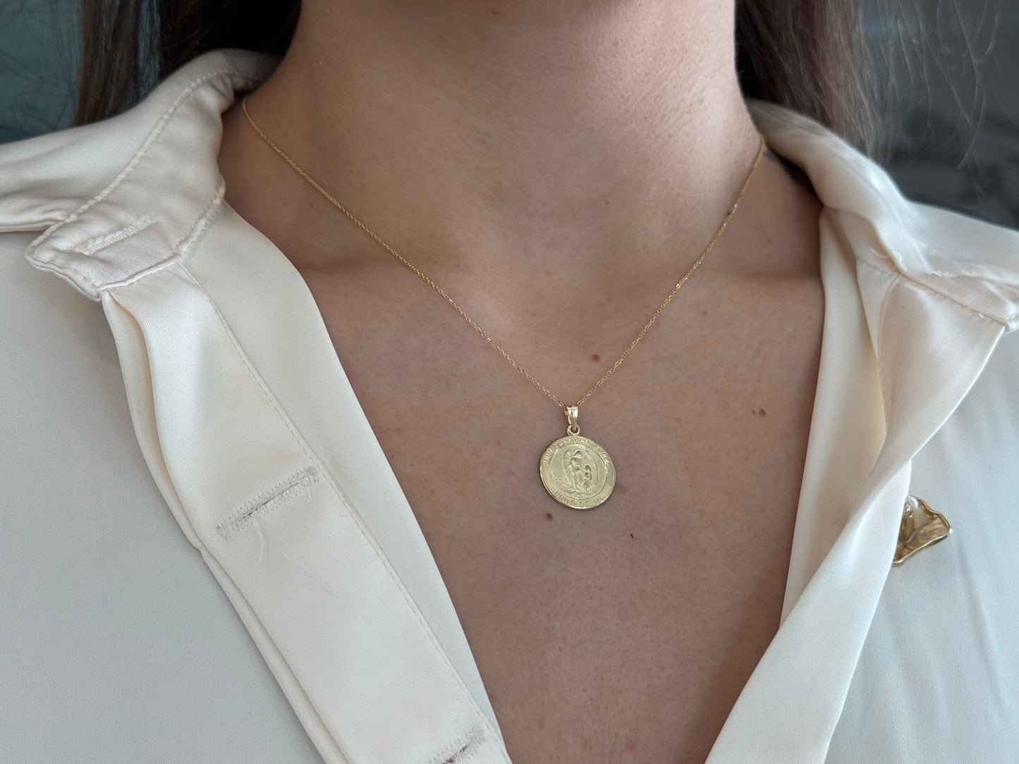 14k Gold Guardian Angel charm Necklace Religious charm