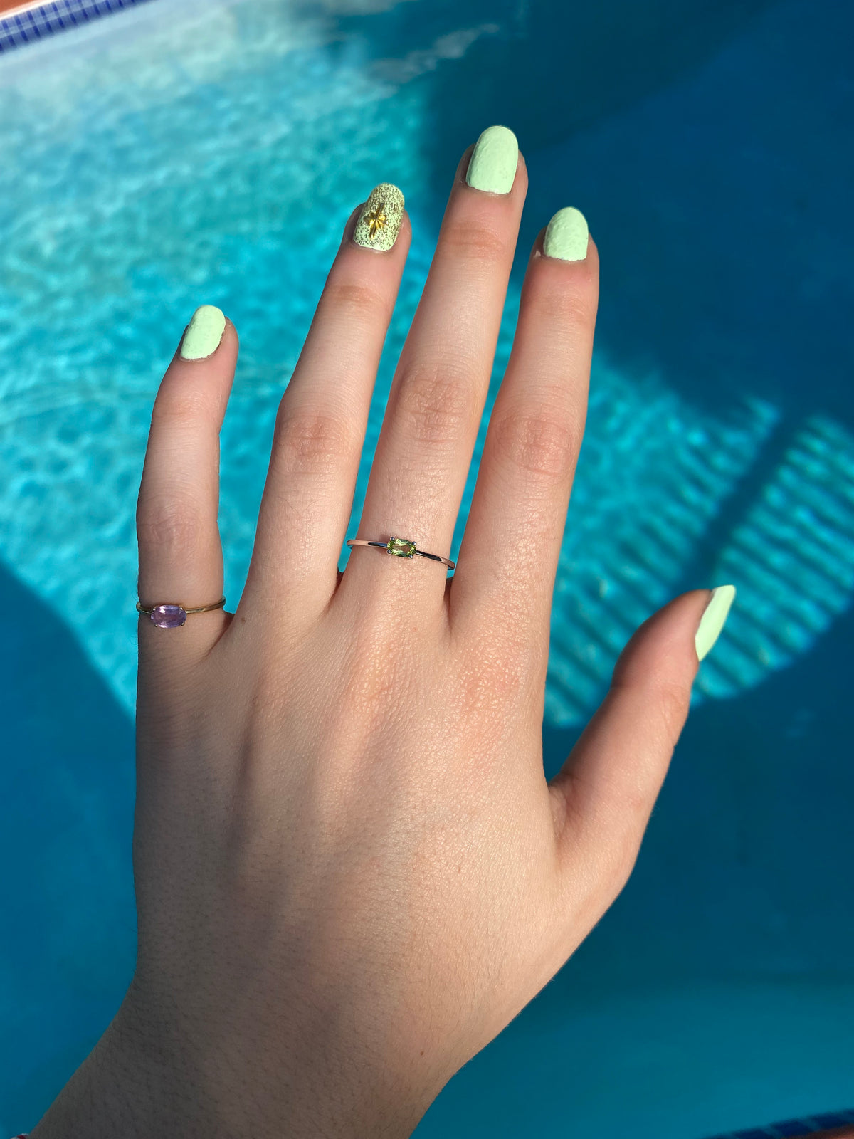 14K Gold Oval Peridot Ring