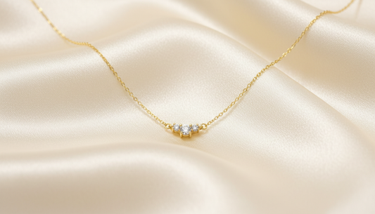 14k Gold  Three Diamond  Necklace
