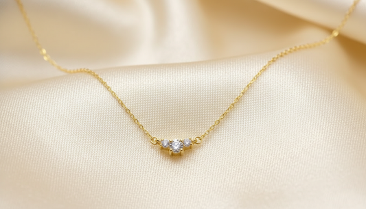 14k Gold  Three Diamond  Necklace