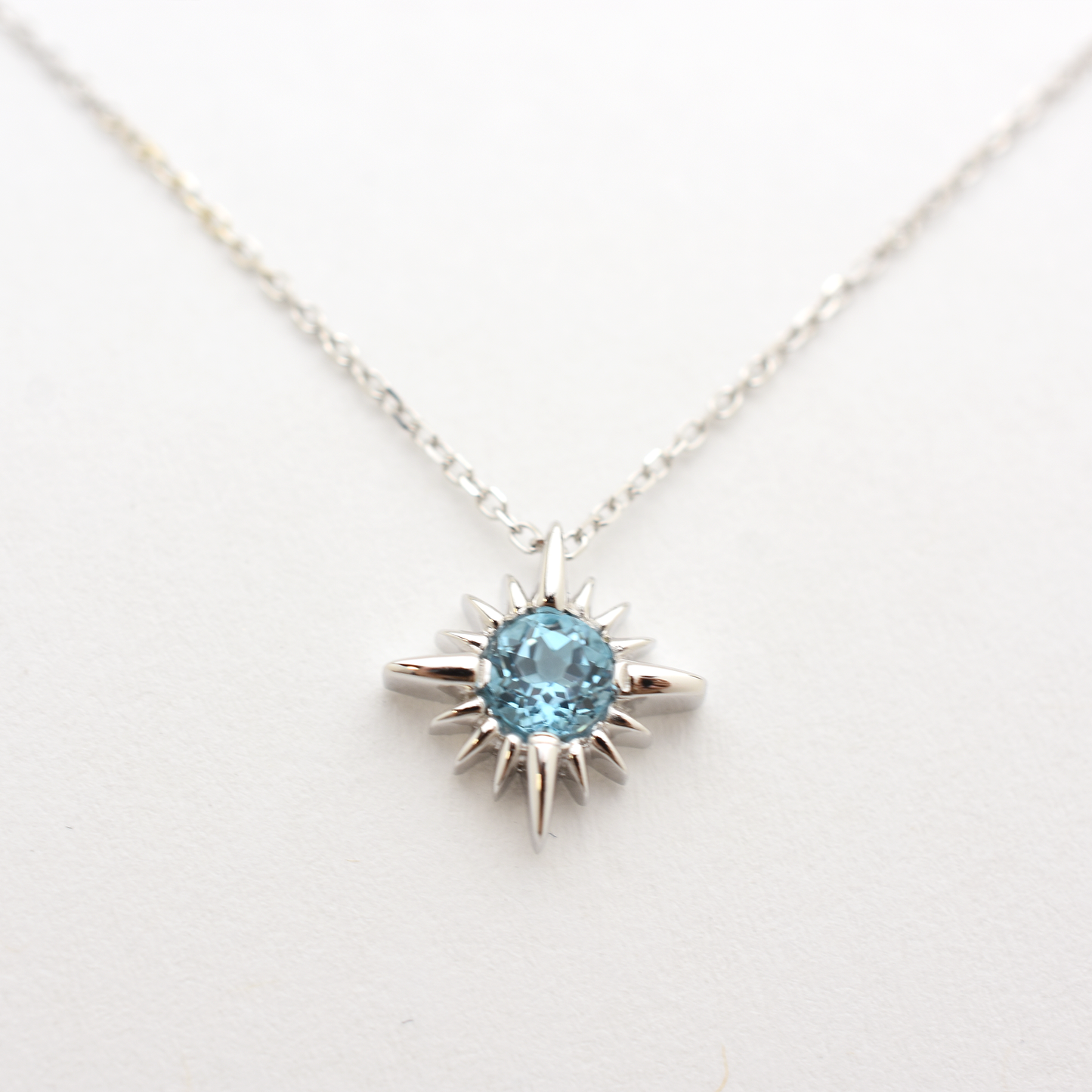 14k Swiss Blue Topaz North Star Necklace