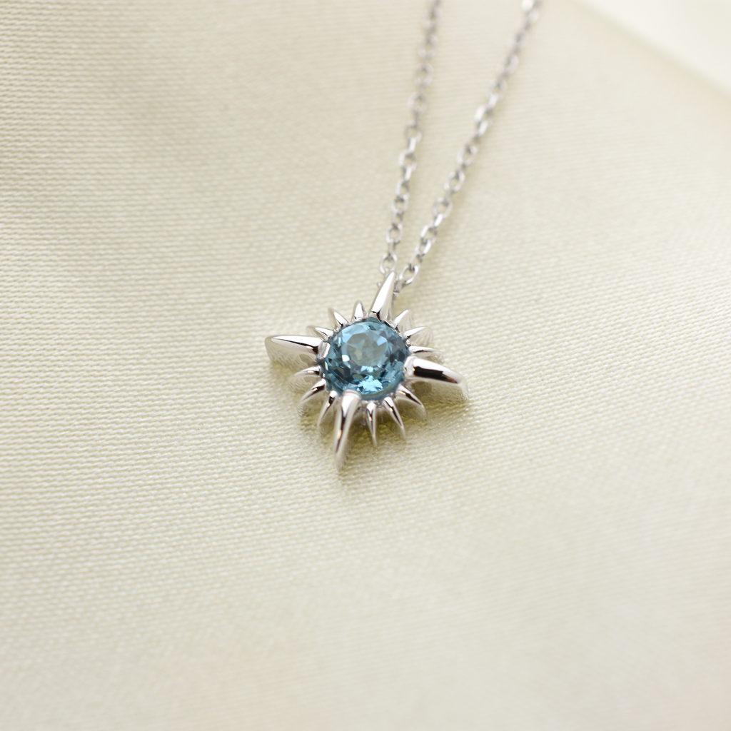 14k Swiss Blue Topaz North Star Necklace