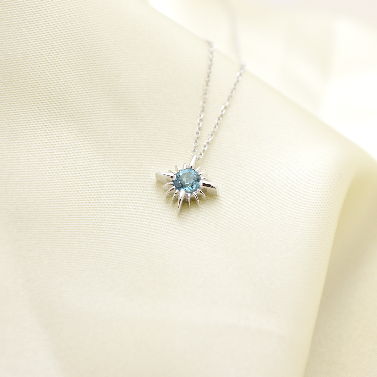 14k Swiss Blue Topaz North Star Necklace