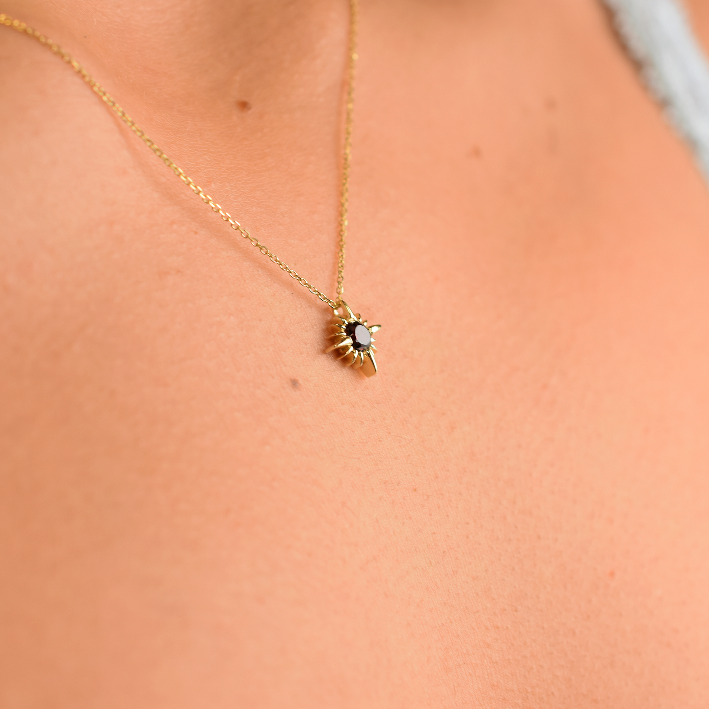 14k Garnet North Star Necklace