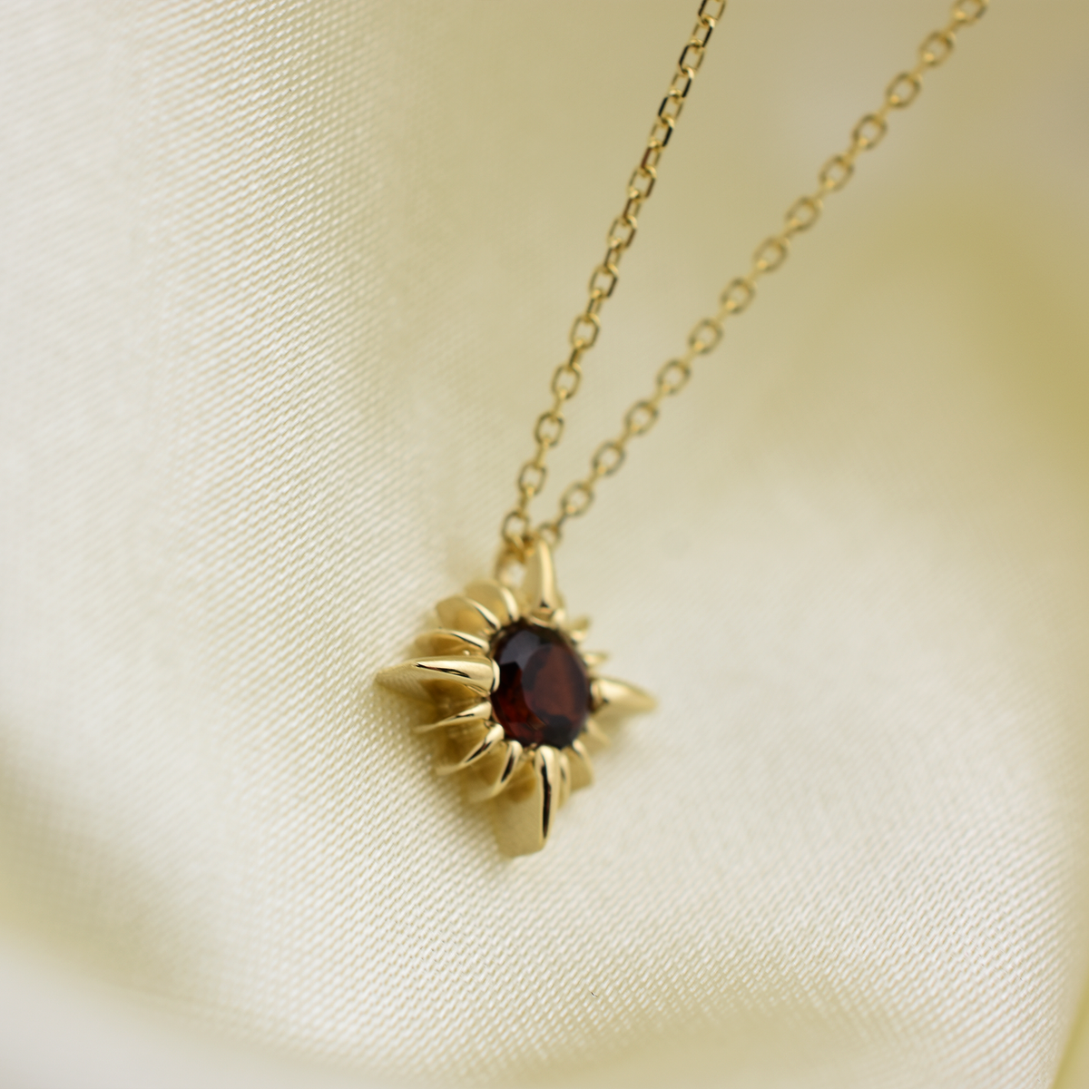 14k Garnet North Star Necklace