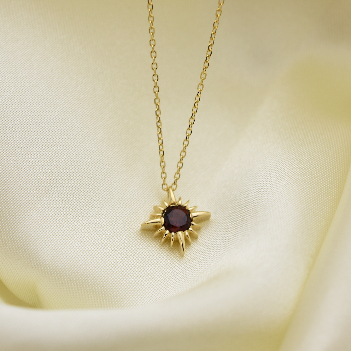 14k Garnet North Star Necklace
