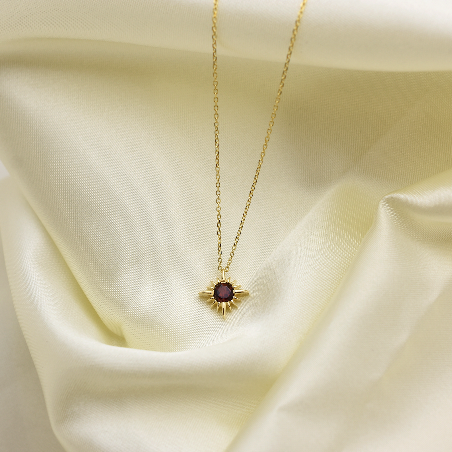 14k Garnet North Star Necklace