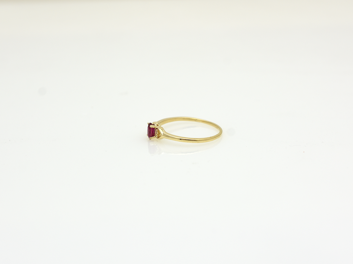 14K Gold Ruby Ring with heart accent