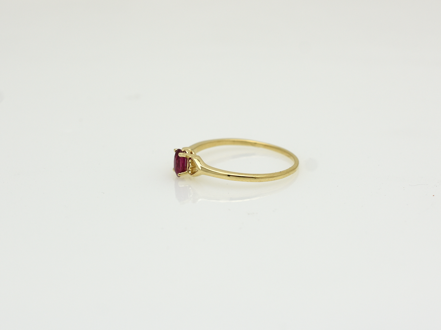 14K Gold Ruby Ring with heart accent