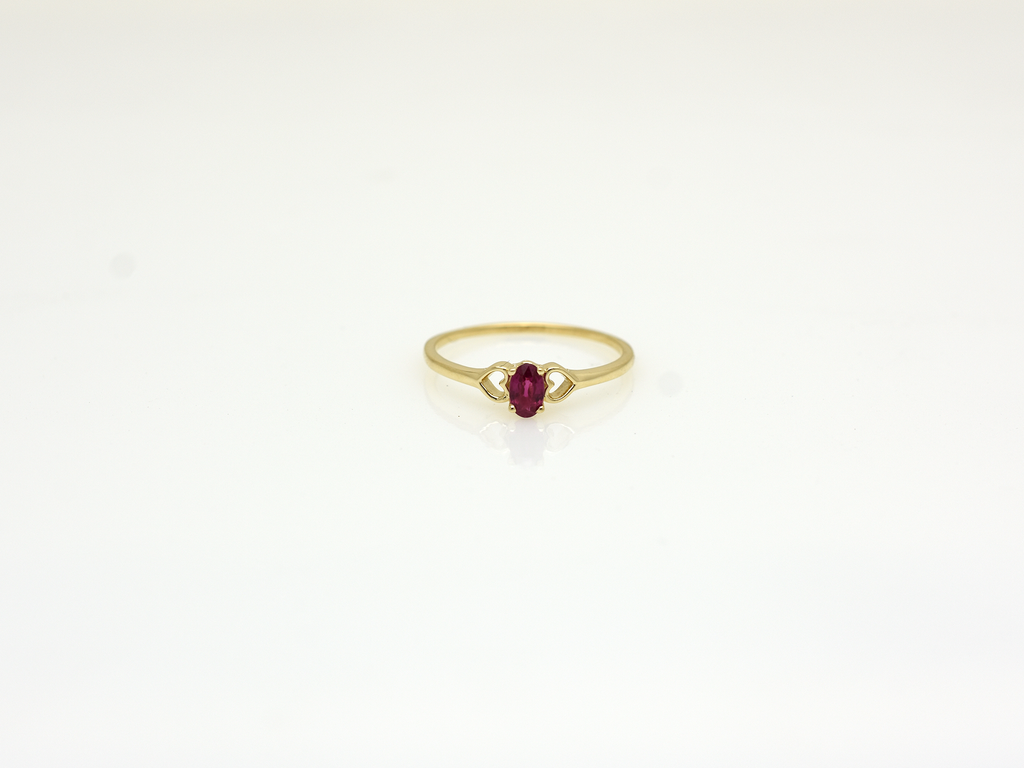 14K Gold Ruby Ring with heart accent
