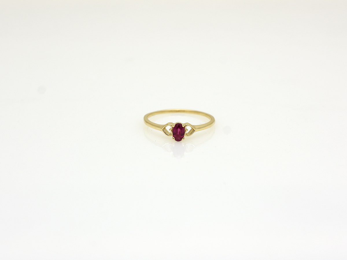 14K Gold Ruby Ring with heart accent