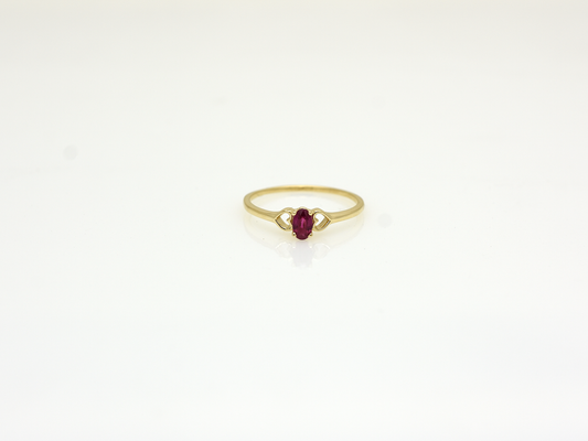 14K Gold Ruby Ring with heart accent