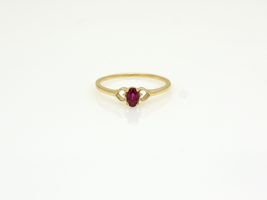 14K Gold Ruby Ring with heart accent