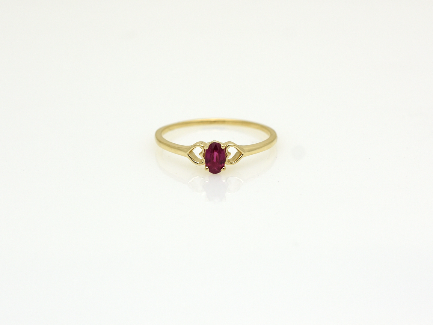 14K Gold Ruby Ring with heart accent