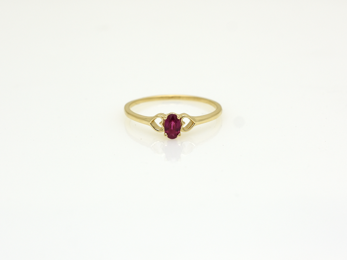 14K Gold Ruby Ring with heart accent