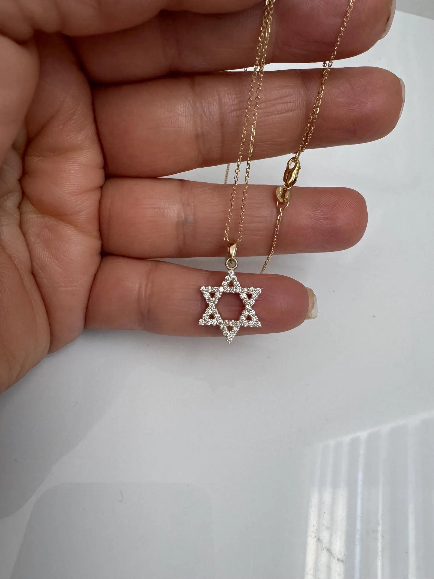14K Gold Diamond Star of David Necklace • Dainty Jewish Star Pendant • Real Diamond Magen David Charm • Bat Mitzvah Gift for Her • Judaica
