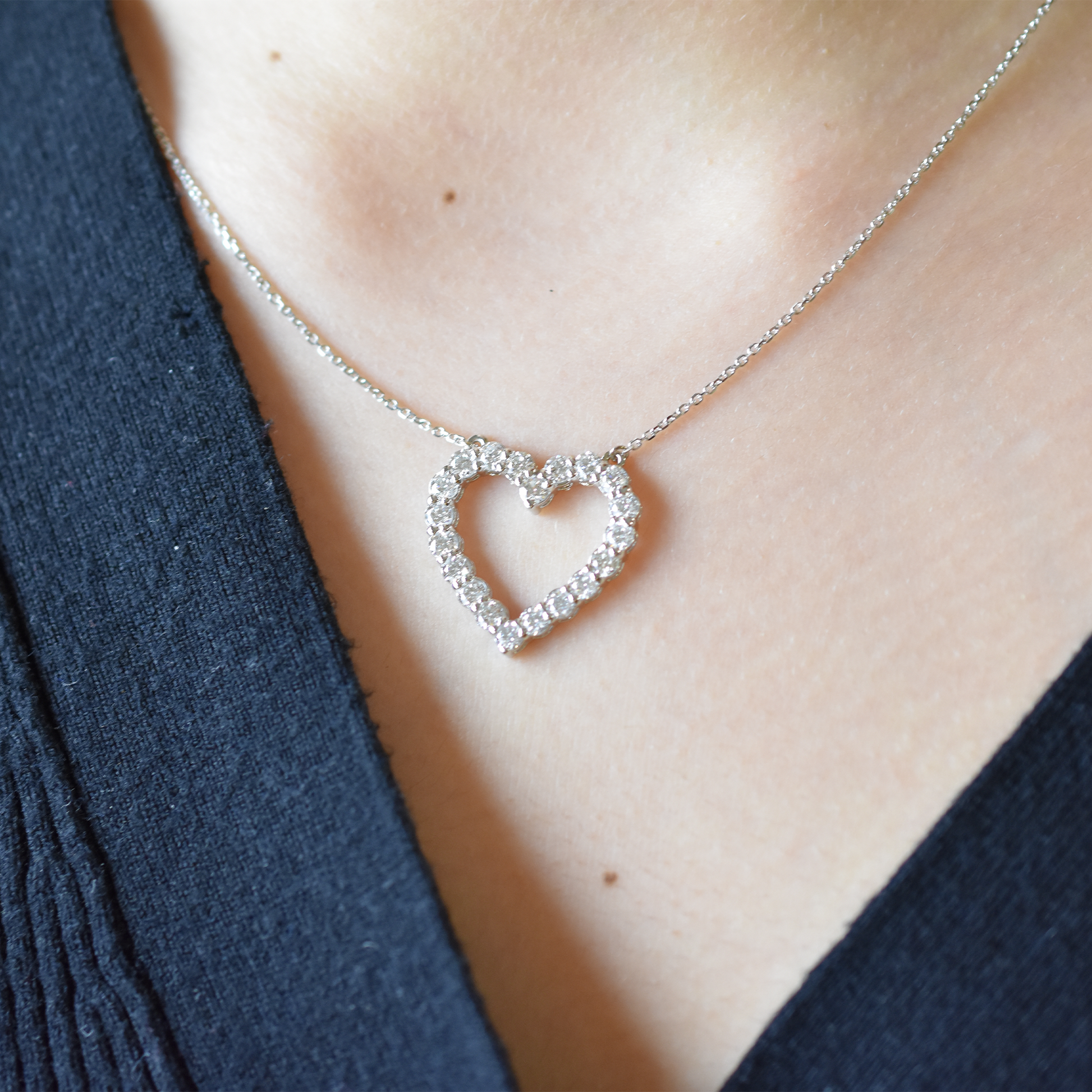 large diamond heart necklace - 1.70 carat natural diamonds