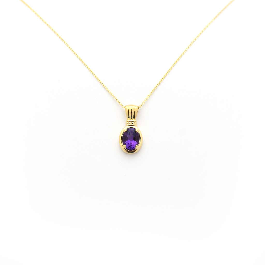 14k gold Oval Amethyst Necklace
