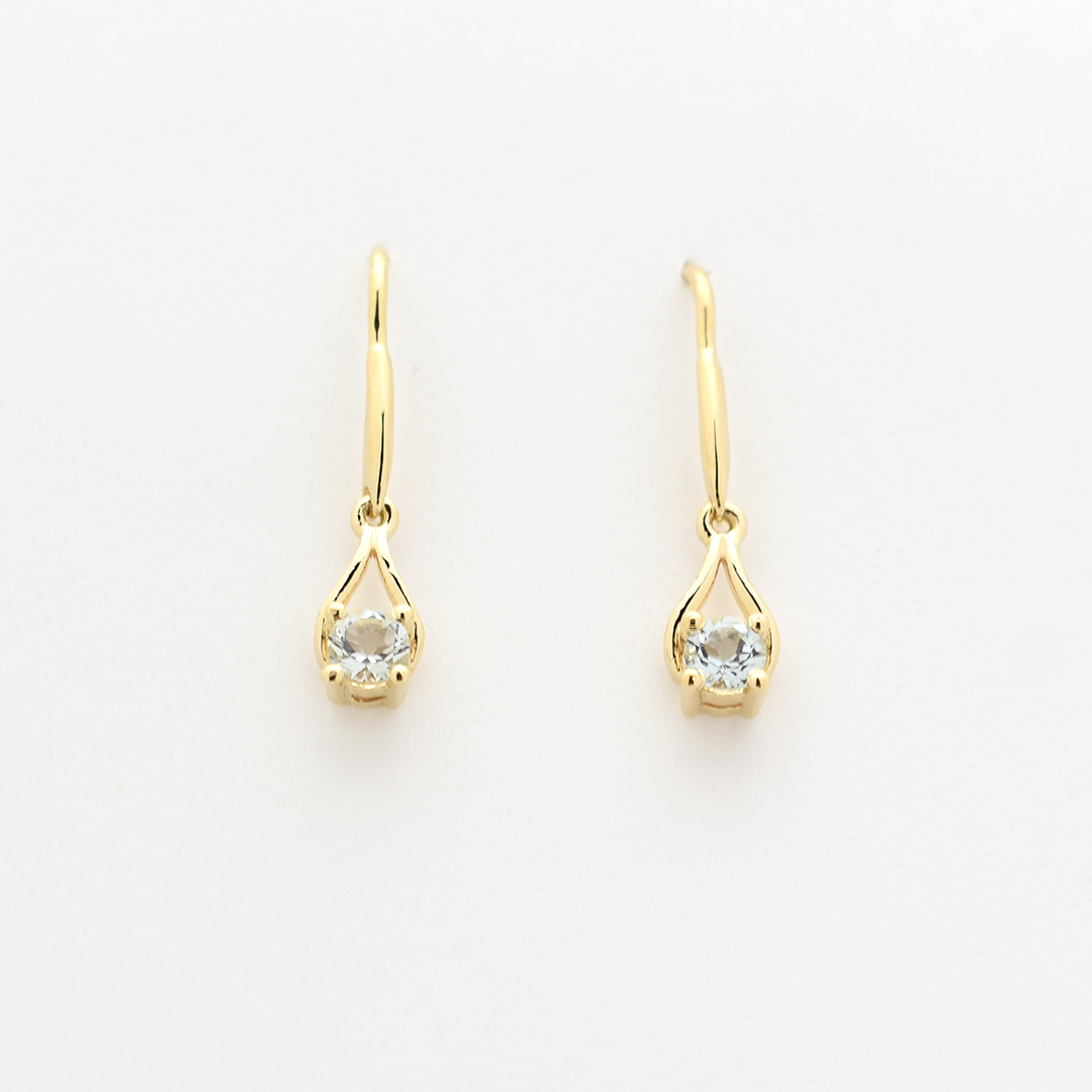 14k Aquamarine Dangly Earrings