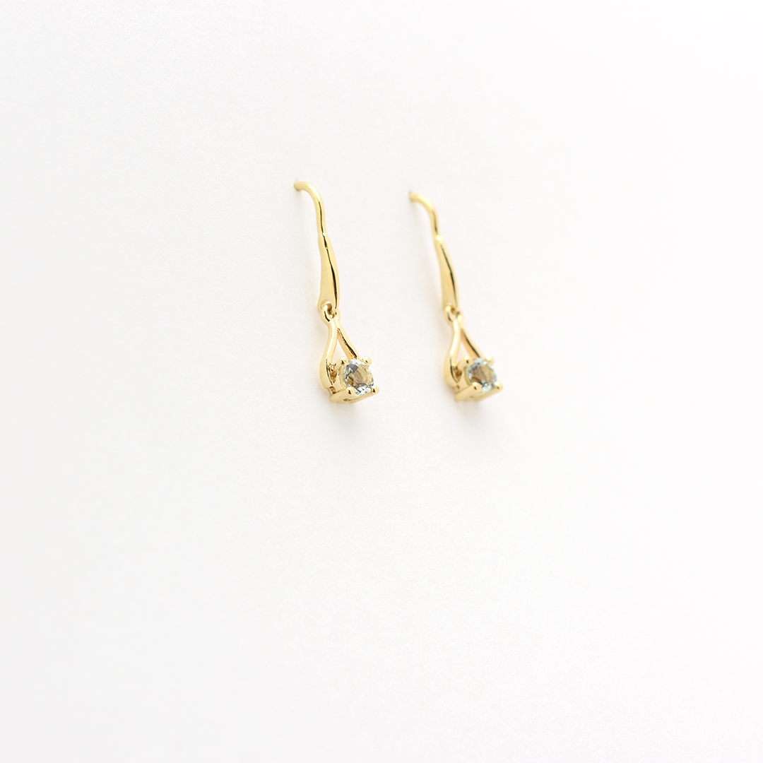 14k Aquamarine Dangly Earrings