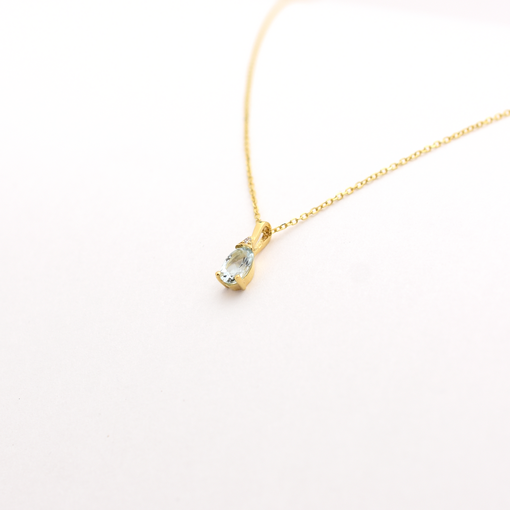 14k Aquamarine and Diamond Necklace