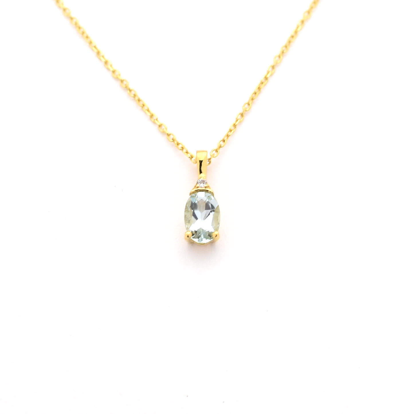 14k Aquamarine and Diamond Necklace