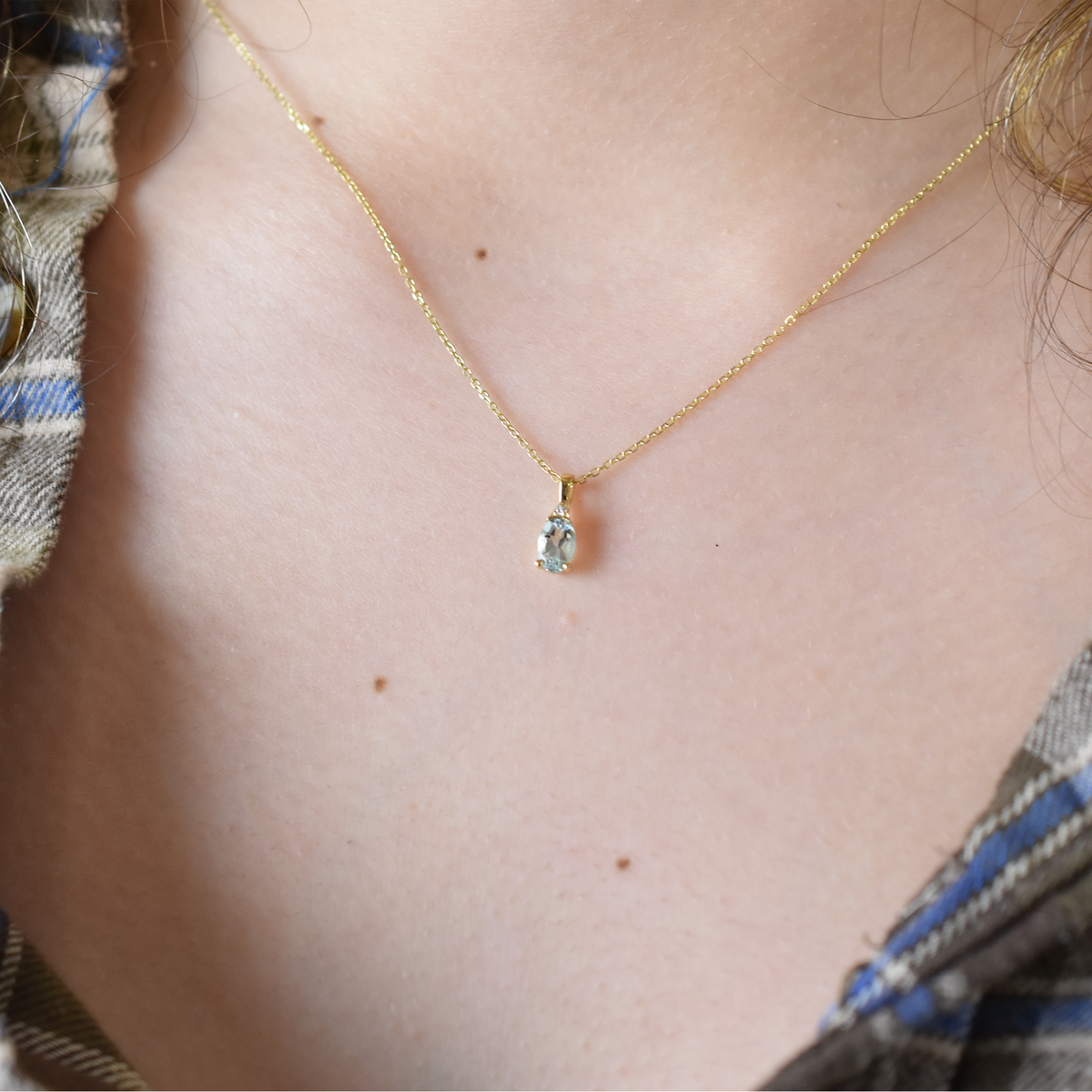 14k Aquamarine and Diamond Necklace