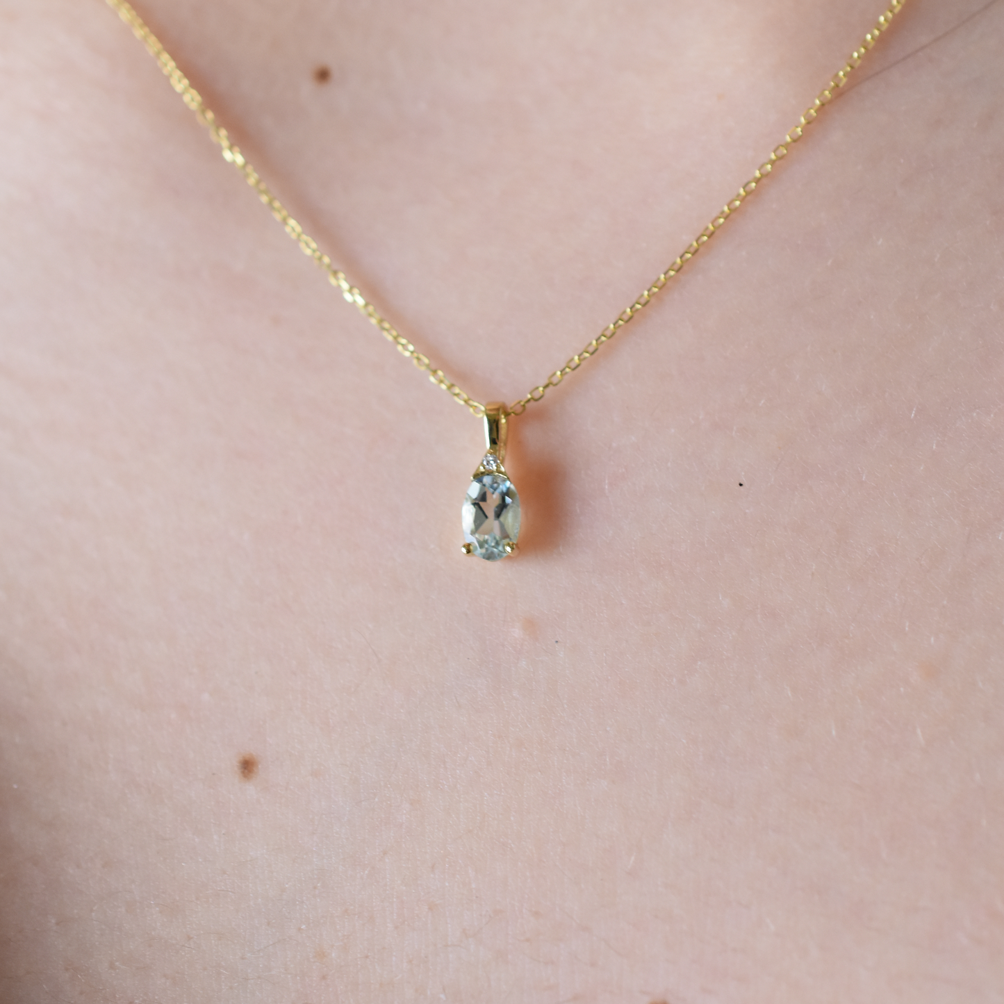 14k Aquamarine and Diamond Necklace