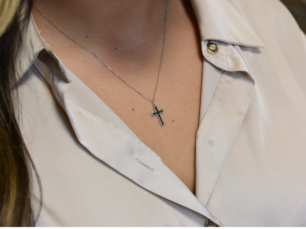 14k Enamel Orthodox Cross