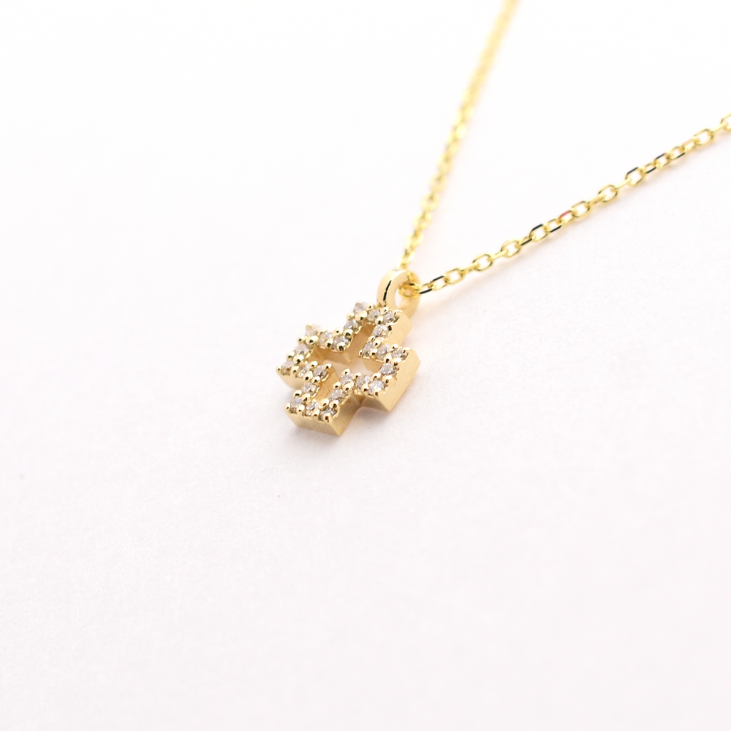 14k Small Diamond Cross Necklace