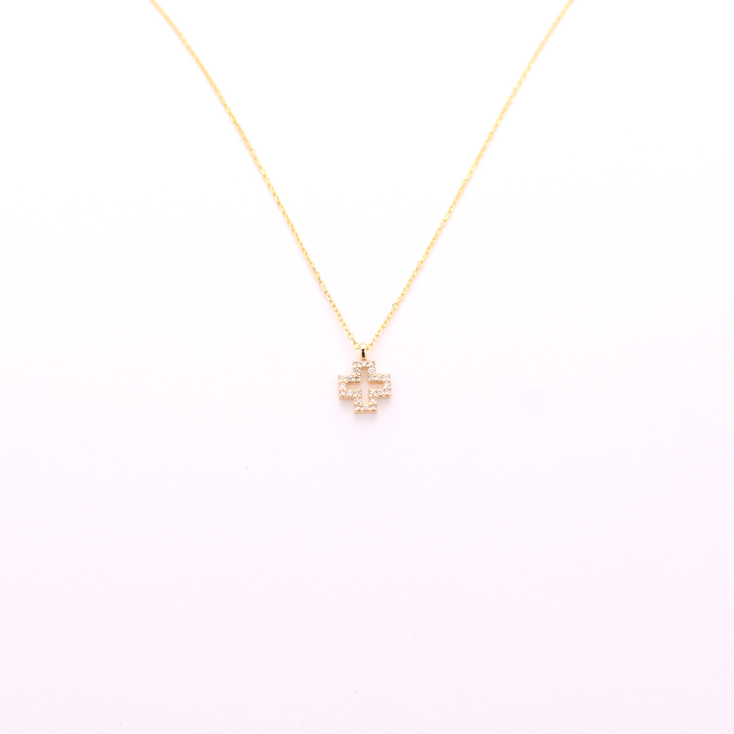 14k Small Diamond Cross Necklace