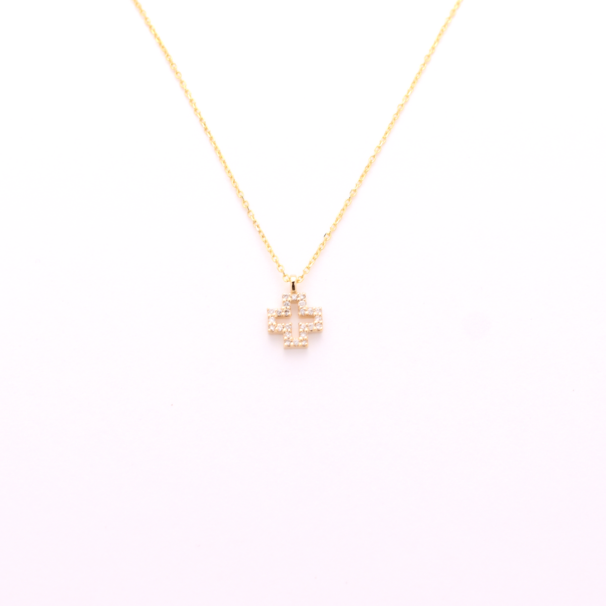 14k Small Diamond Cross Necklace