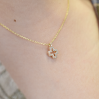 14k Small Diamond Cross Necklace