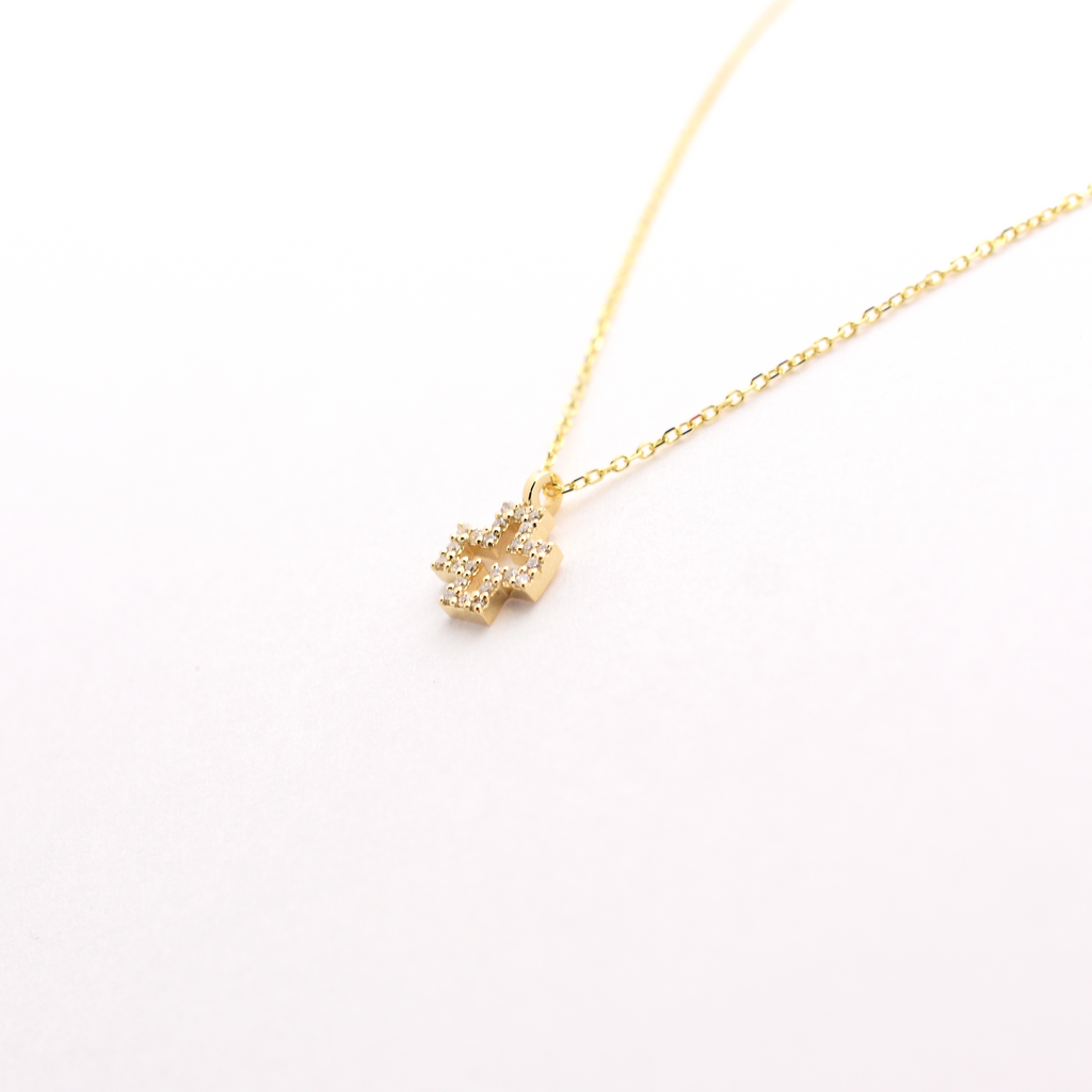 14k Small Diamond Cross Necklace