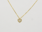 14k solid gold Heart necklace with one diamond in the center