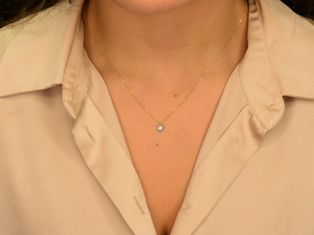 mini diamond heart necklace
